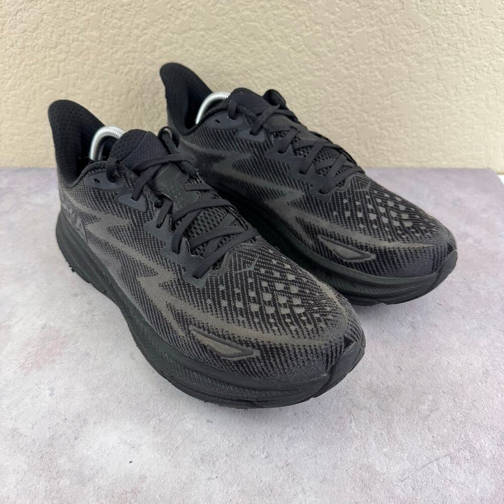 HOKA Clifton 9 Mens 12 D Black Running Shoes 1127895 BBLC